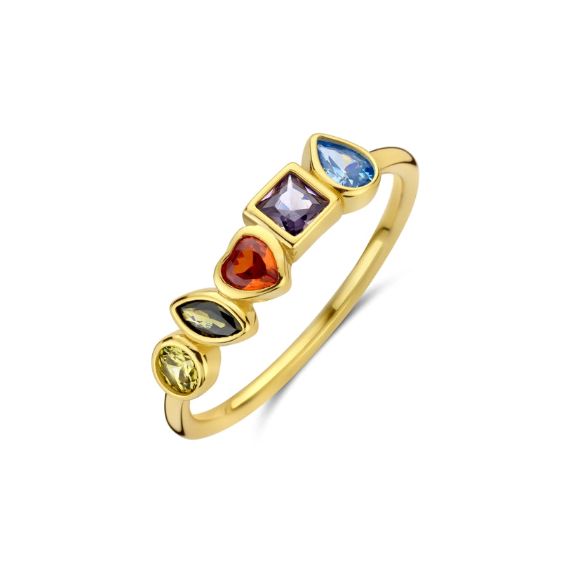 NEW BLING Mod. 9NB-1572-56 gold ring with colorful gemstones