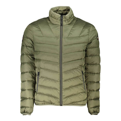 Napapijri Green Polyamide Men Jacket with zip closure and pockets, stylish and functional for modern explorers.