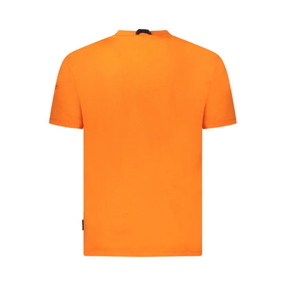 Napapijri Orange Cotton Men T-Shirt, back view, showcasing the bold orange hue on a short sleeve tee perfect for casual luxury fashion.