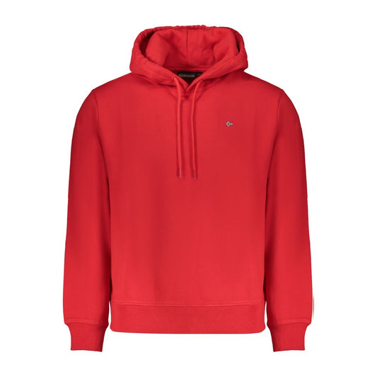 Napapijri Red Cotton Men Sweater with logo embroidery, combines style and comfort in a high-quality cotton blend.
