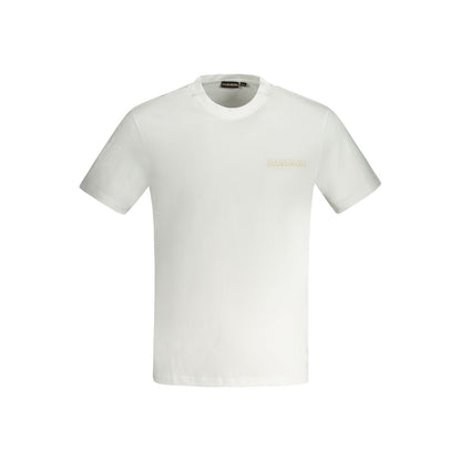 Napapijri White Cotton T-Shirt, short sleeve, regular fit, crew neck with logo, 100% organic cotton