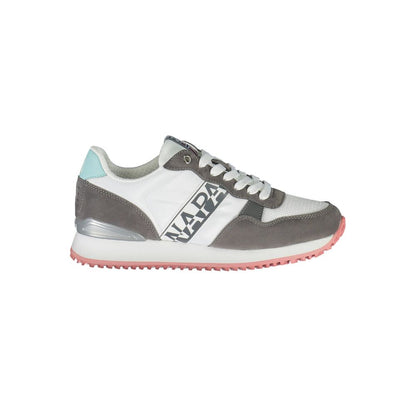 Napapijri White Polyester Women Sneaker with contrasting details and Napapijri logo, showcasing stylish sports footwear.