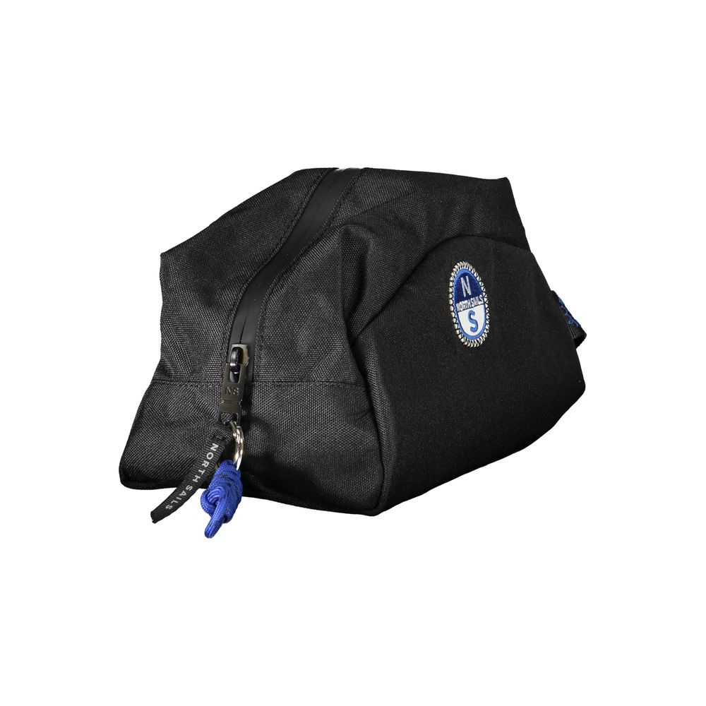 North Sails Black Polyester Men Leather Accessory with logo and zip closure