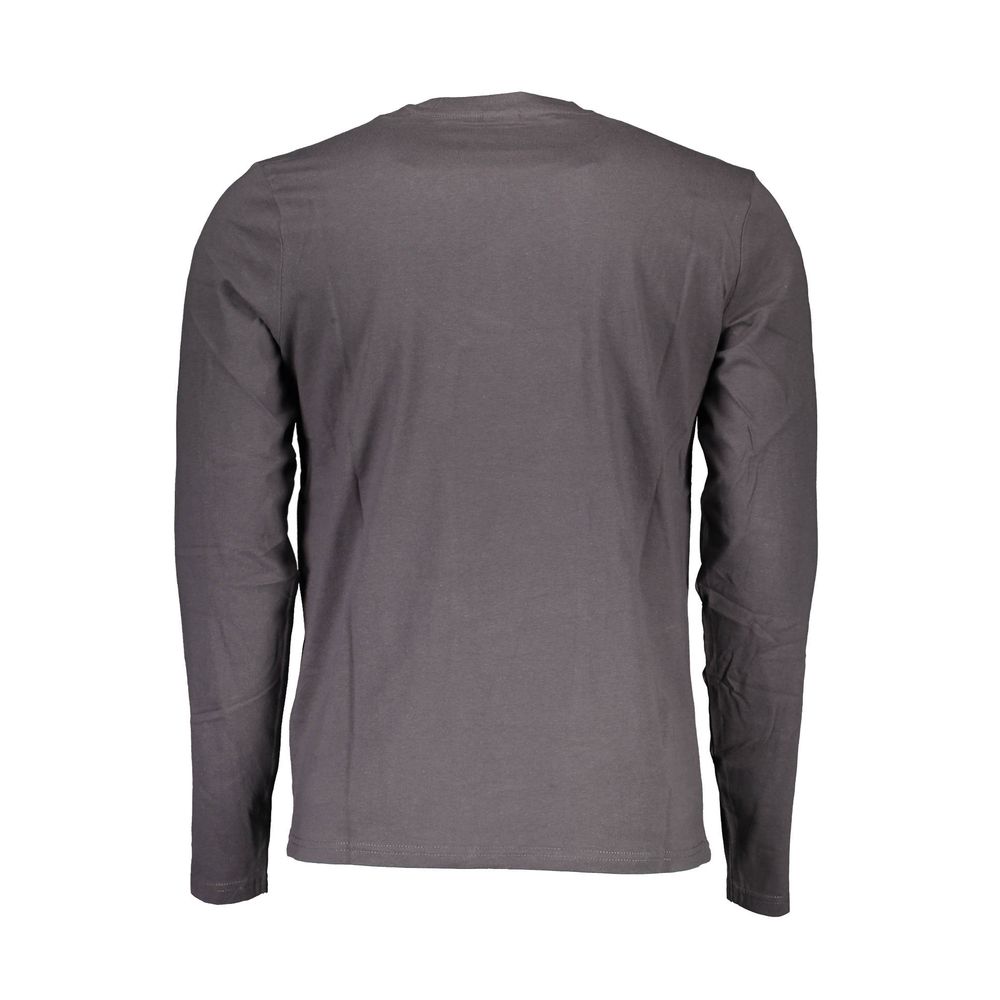 Back view of North Sails Brown Cotton Men T-Shirt with long sleeves and crew neck, showcasing sustainable style and comfort.