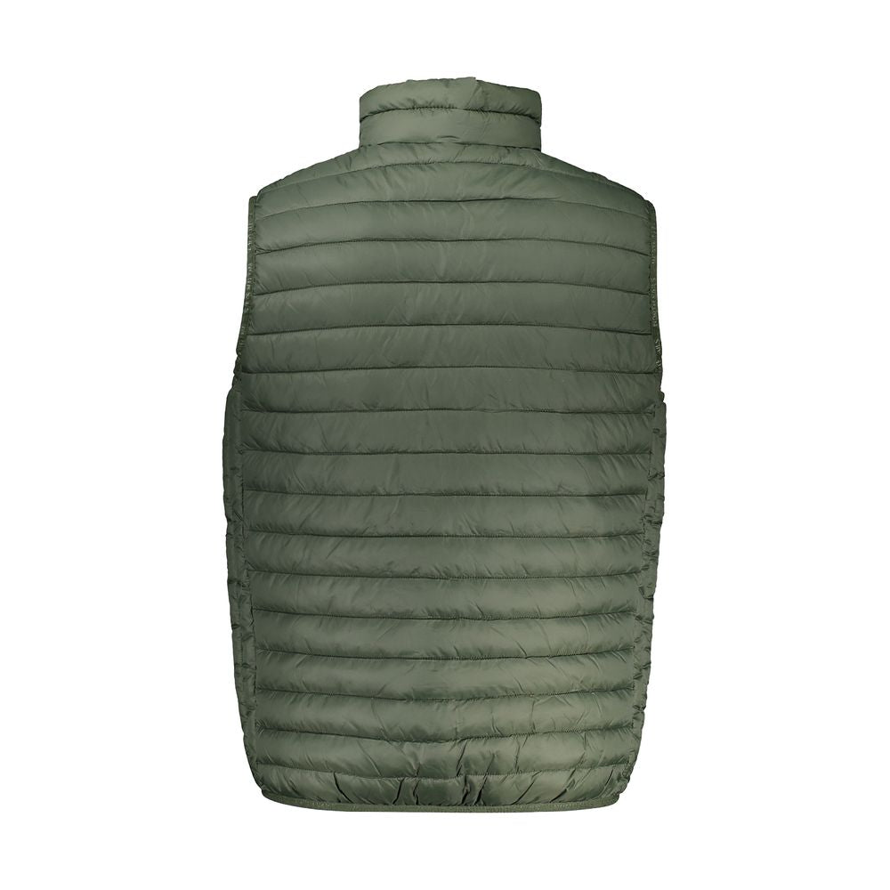 Rear view of North Sails Green Polyamide Men Jacket showcasing sleeveless design and premium polyamide material.