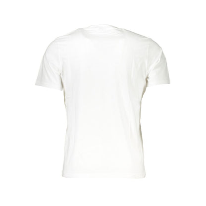 Back view of North Sails White Cotton T-Shirt, short sleeved with crew neck and logo print.