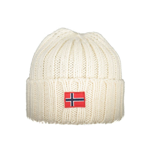 Norway 1963 White Marabou Men Cap with embossed logo on knitted texture.