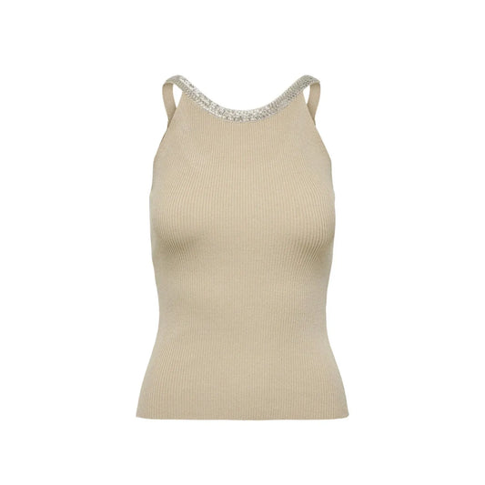 Only Beige Nylon Elastane Tank Tops