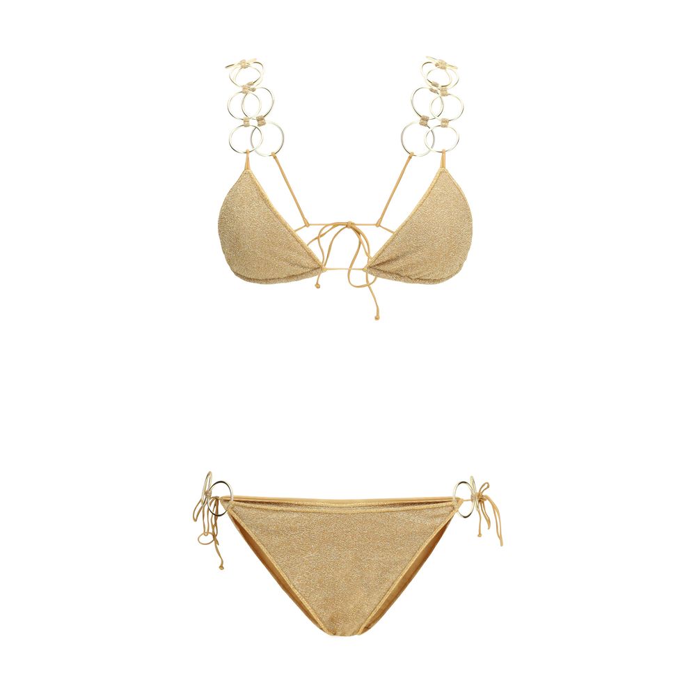 Oséree Gold Polyamide Bikini 1728,72470364320,Bikinis - Swimwear - Clothing,Clothing,Gold,M,New with tags,Oséree,S,Swimwear - Clothing,Women