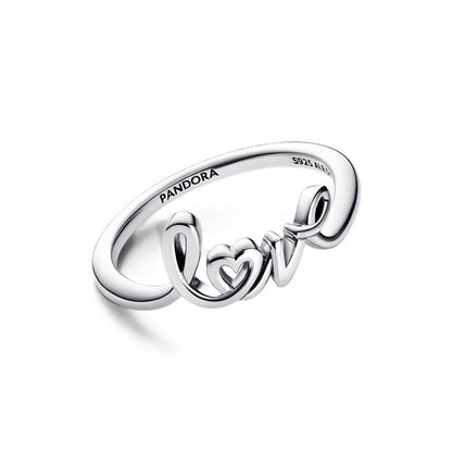 PANDORA JEWELRY Mod. 193058C00-54 silver ring with 'love' design