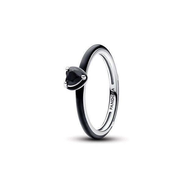 PANDORA JEWELRY Mod. 193088C01-54 elegant ring with black gemstone accent, perfect for adding a touch of sophistication to any outfit.