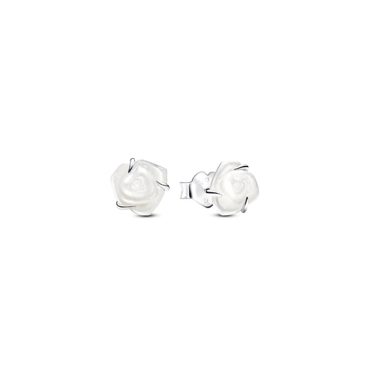 PANDORA JEWELRY Mod. 293209C01 rose-shaped white earrings