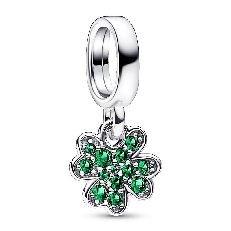 PANDORA JEWELRY Mod. 792751C01 charm featuring green gemstone clover design