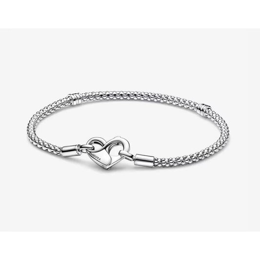 PANDORA JEWELRY Mod. MOMENTS STUDDED CHAIN BRACELET WITH HEART CLASP