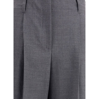 P.A.R.O.S.H. Gray Elastane Casual Pants with wide leg, elasticized waistband, and button closure; perfect for AW25 season.