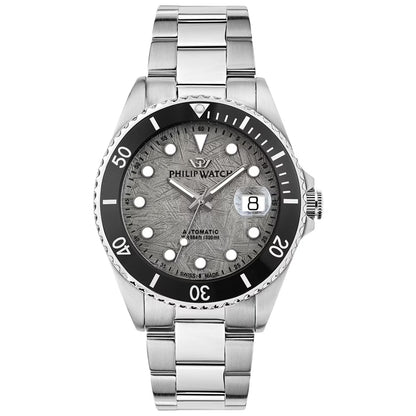 Alt Tag: PHILIP WATCH Mod. R8223597119 luxury men's watch with stainless steel bracelet and black bezel, showcasing elegance and precision.