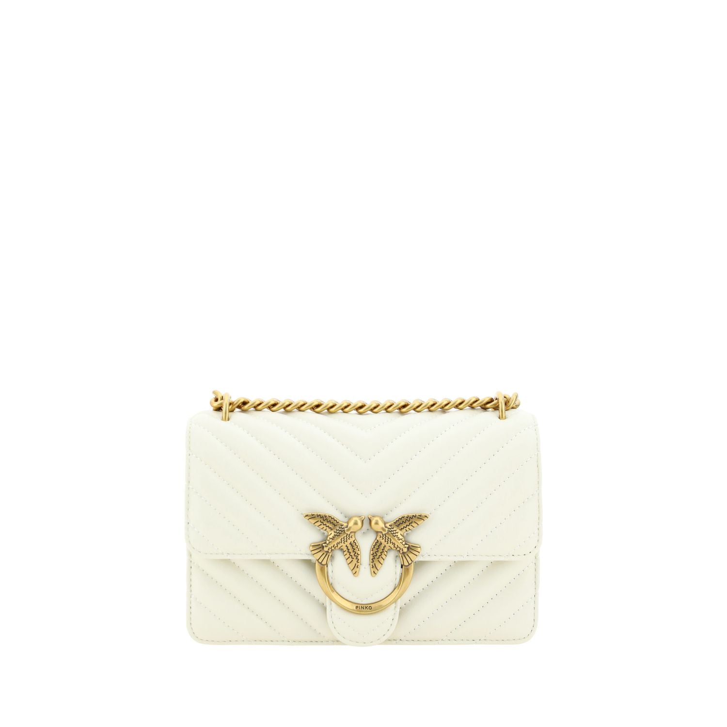PINKO Elegant White Mini Love Shoulder Bag
