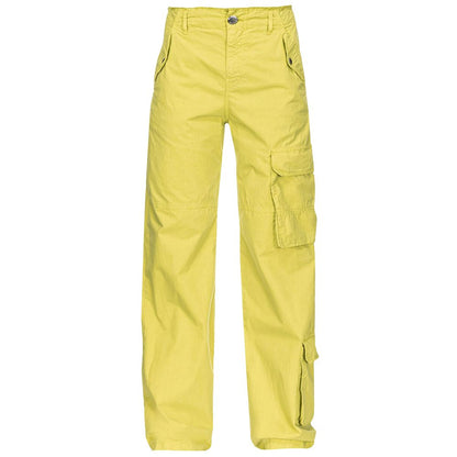 PINKO Green Cotton Women Cargo Pant with utility pockets, modern design, and regular waist for a chic, stylish look.