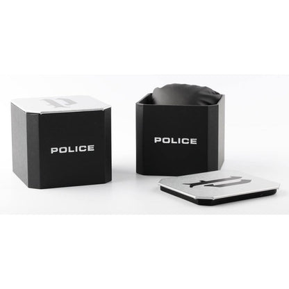 Presentation box for POLICE WATCHES Mod. PEWGM0081701 showcasing branded packaging design.