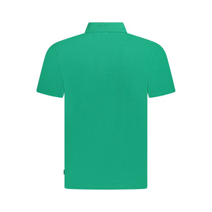 Pepe Jeans Green Cotton Polo Shirt back view, short sleeve, 2 buttons, with logo embroidery, made of 100% sustainable cotton.