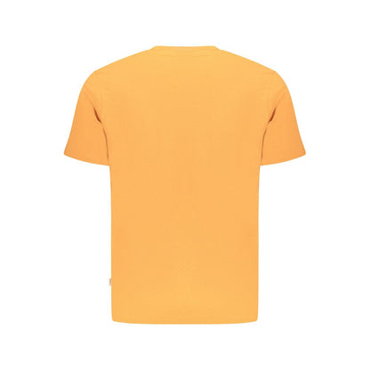 Pepe Jeans Orange Cotton T-Shirt with short sleeves, crew neck, and logo, made from 100% sustainable cotton.