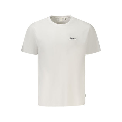 Pepe Jeans White Cotton Men T-Shirt featuring embroidered logo, crafted from premium organic cotton for casual sophistication.