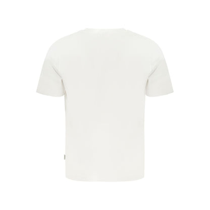 Back view of Pepe Jeans White Cotton T-Shirt with short sleeves, crew neck, logo print, 100% sustainable cotton