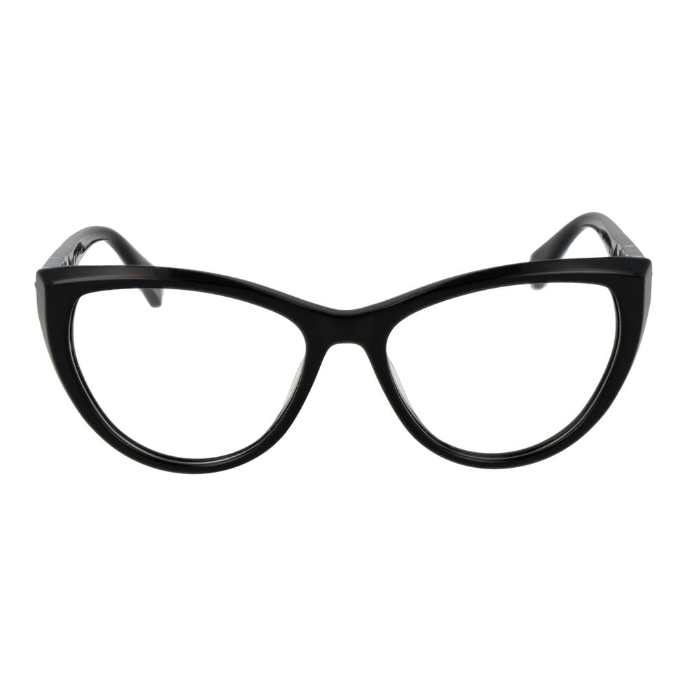 Police Black Plastic Glasses (Frames) for women, cat eye style, full-rim, black color with demo lenses, size 53-16-140.