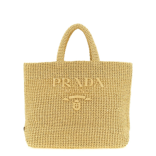 Prada Beige Raffia Tote Bag
