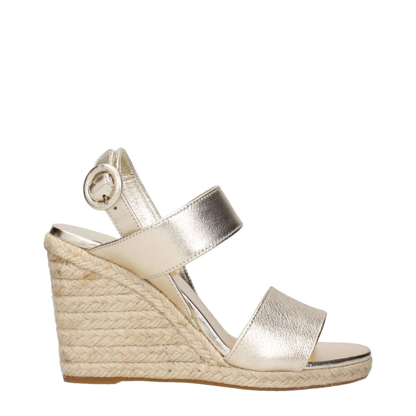 Prada Gold Leather Wedge Sandals 1728,75667636384,EU35/US5,EU38/US8,Gold,New with tags,Prada,Sandals - Shoes,Shoes,Wedges - Sandals - Shoes,Women