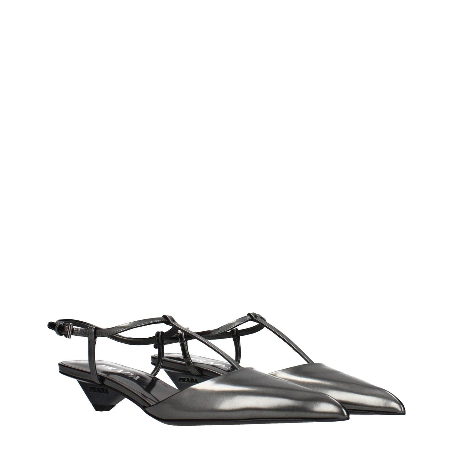 Prada Gray Leather Flat Sandals 1728,75667636384,EU36.5/US6.5,Flat - Sandals - Shoes,Gray,New with tags,Prada,Sandals - Shoes,Shoes,Women