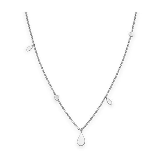 Slim silver chain necklace by ROSEFIELD JEWELS JEWELRY Mod. JSDNS-J056 with delicate teardrop charms.