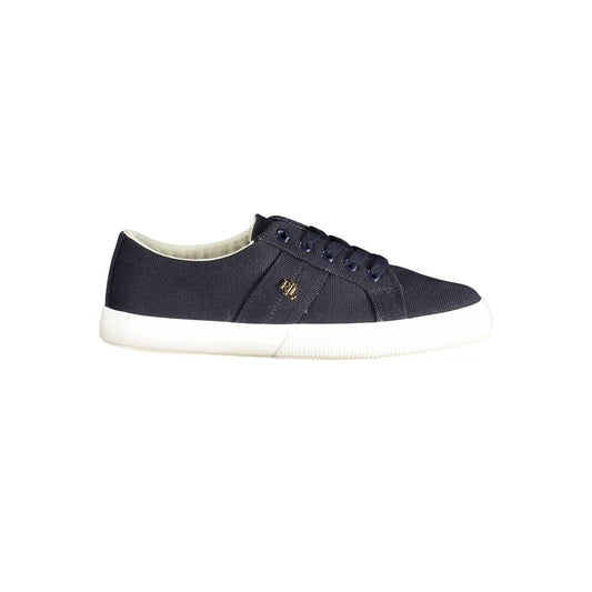 Ralph Lauren Blue Cotton Women Sneaker with logo, blending style and comfort for trendsetters.