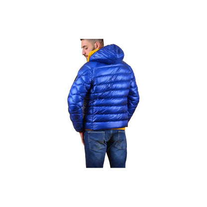 Refrigiwear Blue Nylon Men's Jacket showcasing durable nylon shell and down padding for warmth and style.