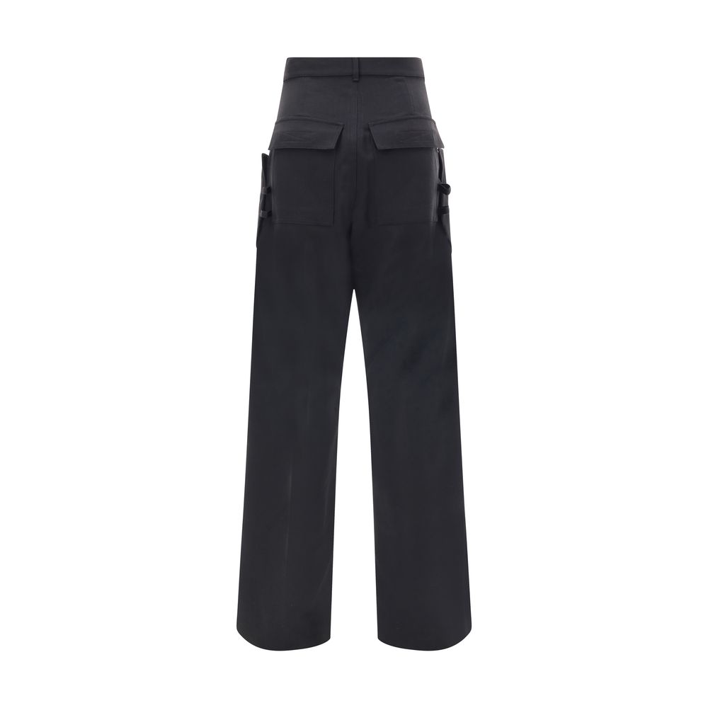 Rick Owens Black Wool Cargo Pants