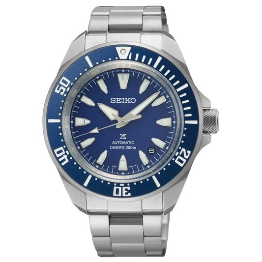 SEIKO PROSPEX Mod. SAMURAI Automatic watch with a blue dial and silver bracelet