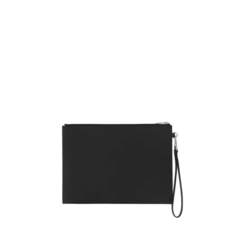 Saint Laurent Black Calf Leather Bos Taurus Other Accessories - iPad holder with zipper closure, brand monogram, and card slots.