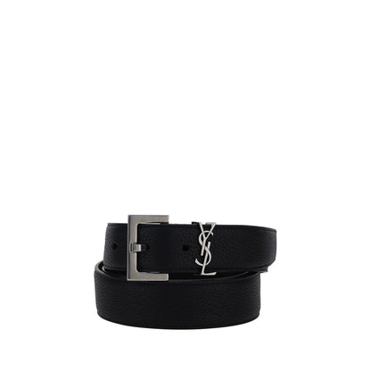 Saint Laurent Black Calf Leather Bos Taurus Regular Belt