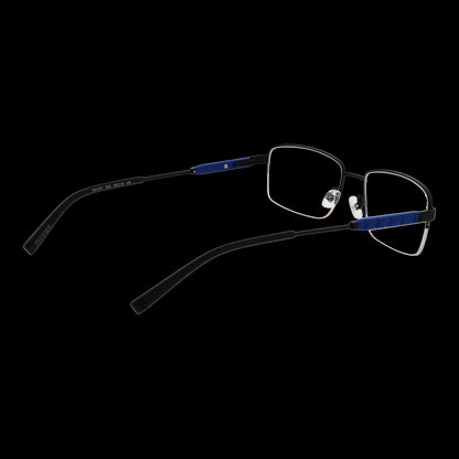 Gent's eyewear - TIMBERLAND MOD. TB1707 56002 sleek rectangular glasses with blue accents on black frame.