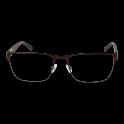 TIMBERLAND MOD. TB50002 55049 gent eyeglasses with rectangular brown frame and adjustable nose pads.