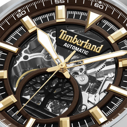 Close-up of TIMBERLAND WATCHES Mod. TDWGE0055203 with automatic movement and detailed inner workings.