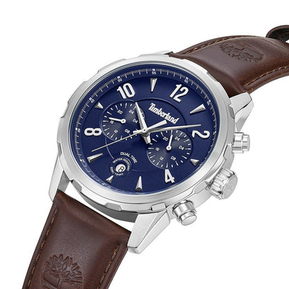 Elegant TIMBERLAND WATCHES Mod. TDWGF0082903 with brown leather strap and blue dial, showcasing a sophisticated design.