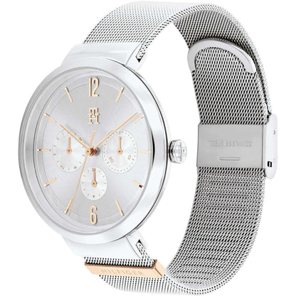 TOMMY HILFIGER Mod. 1782537 ladies quartz analog watch with 3 ATM water resistance, mineral dial, 40mm case, and bracelet packaging.