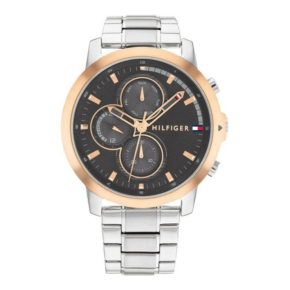 TOMMY HILFIGER Mod. 1792050 quartz analog watch, 46mm case, 5 ATM water resistance, mineral dial, in official packaging.