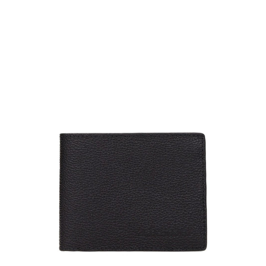 Testoni Black Leather Wallet with front logo, 8 card holders, and 3 compartments, style casual, dimensions 2x9x11 cm, MPN WUO00398035P18.