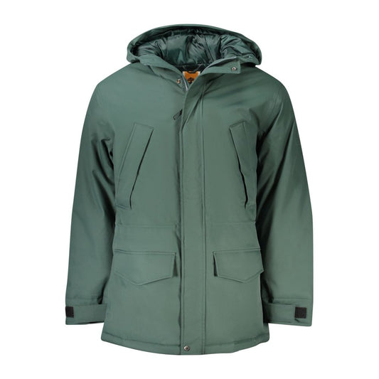 Timberland Green Polyester Men's Jacket with hood and external pockets