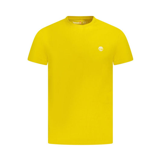 Timberland Yellow Cotton Men T-Shirt with slim fit and embroidered logo crafted from organic cotton for eco-conscious comfort and style.