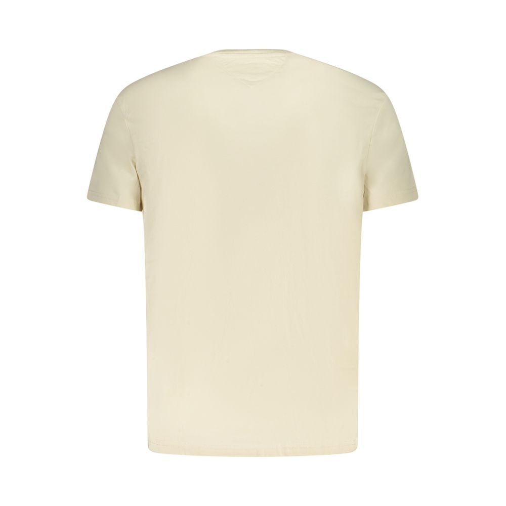 Tommy Hilfiger Beige Cotton Men T-Shirt back view showing its premium eco-friendly fabric.