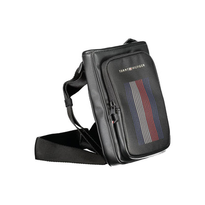 Tommy Hilfiger Black Polyethylene Shoulder Bag with adjustable strap, external and internal pockets, and contrasting details.