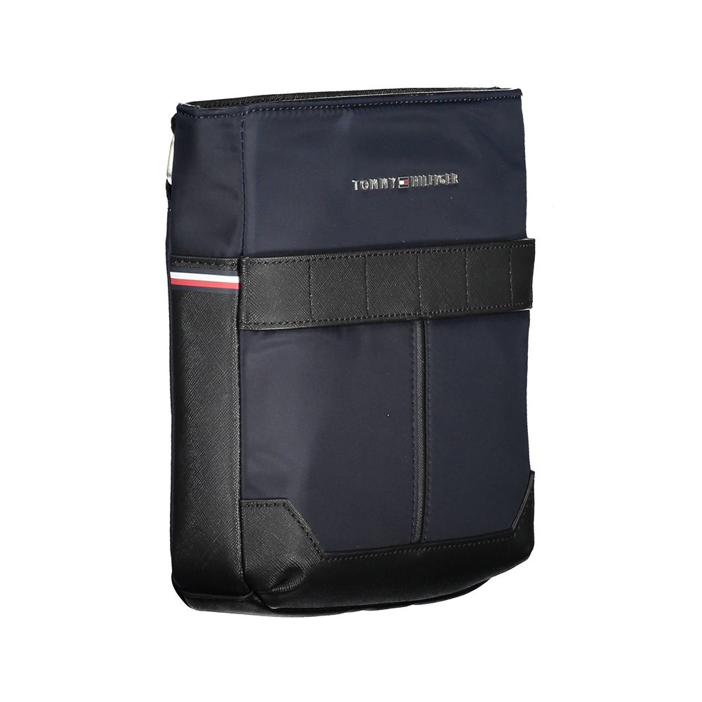 Tommy Hilfiger Blue Polyester Men Shoulder Bag with logo and adjustable strap, eco-friendly material, refined style